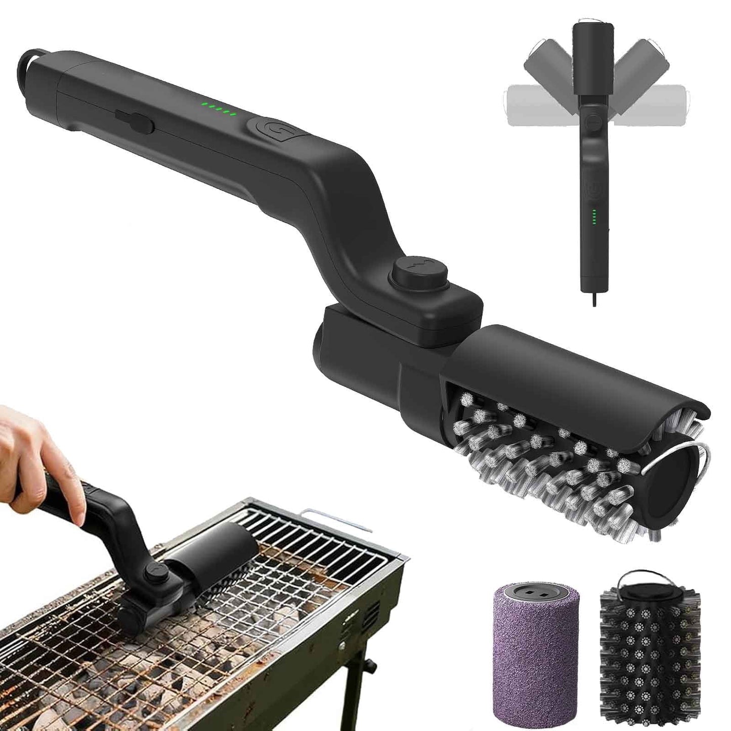 Electric Grill Brush,Cordless Electric Bbq Grill Cleaner With Powerful Motor,Electric Rotary Bbq Grill Brush,Rechargeable Grill Cleaning Brush for Outdoor Grill,Grilling Accessories