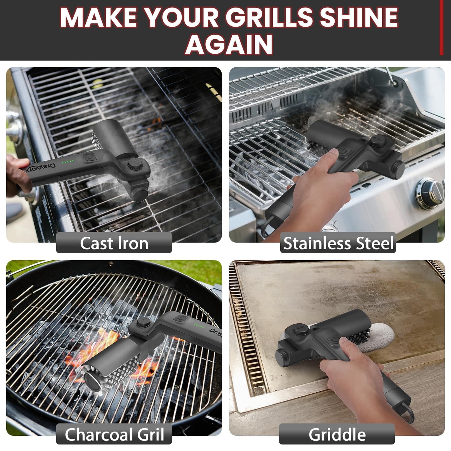 Electric Grill Brush,Cordless Electric Bbq Grill Cleaner With Powerful Motor,Electric Rotary Bbq Grill Brush,Rechargeable Grill Cleaning Brush for Outdoor Grill,Grilling Accessories