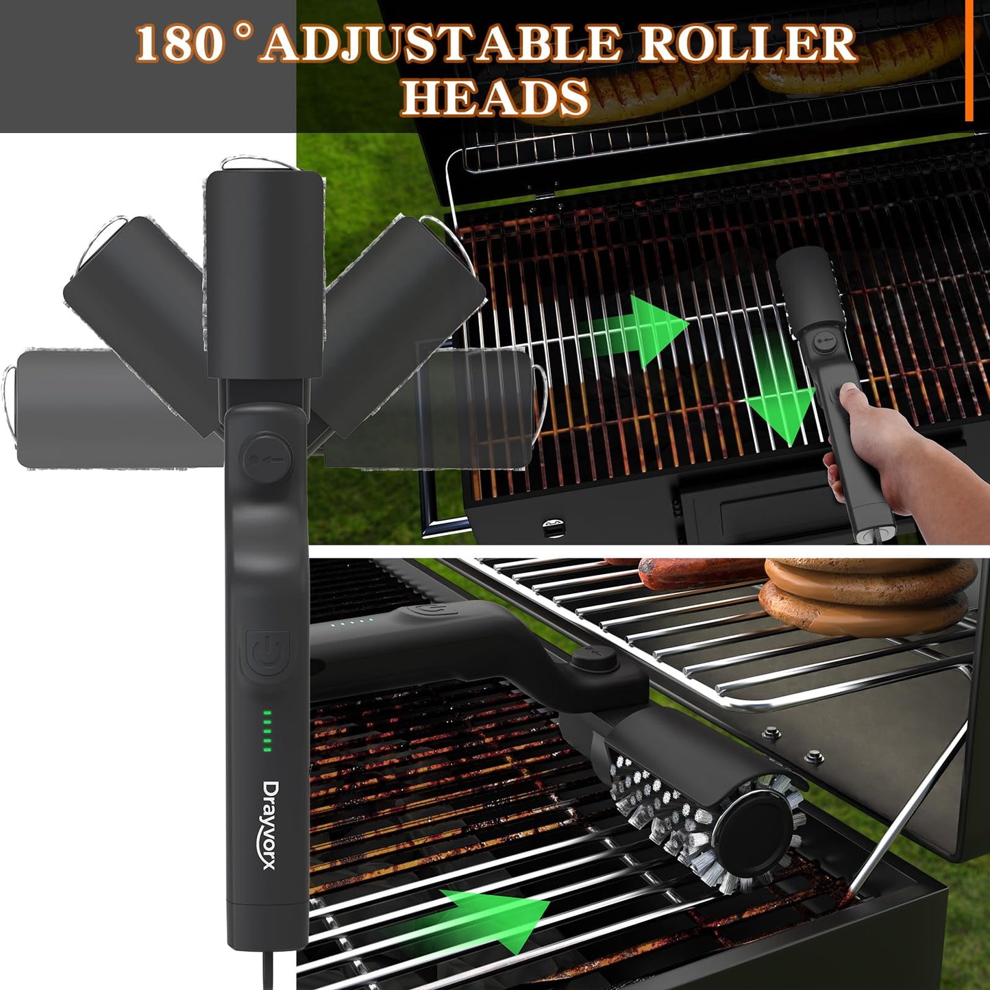 Electric Grill Brush,Cordless Electric Bbq Grill Cleaner With Powerful Motor,Electric Rotary Bbq Grill Brush,Rechargeable Grill Cleaning Brush for Outdoor Grill,Grilling Accessories